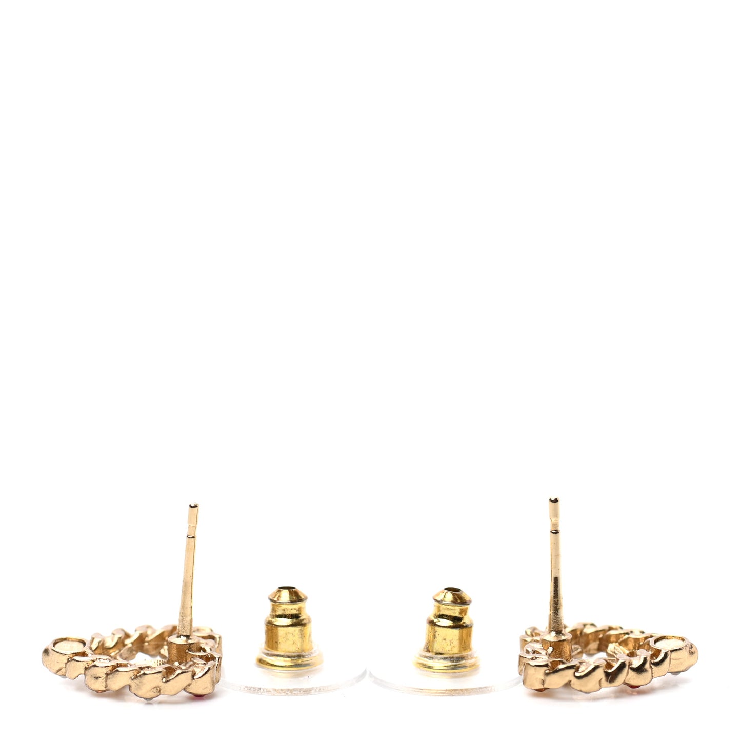 Pearl Crystal CC Heart Earrings Gold Multicolor