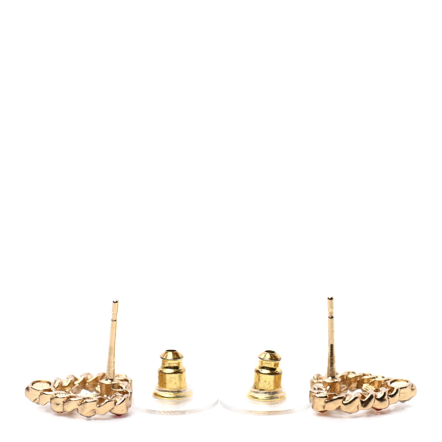 Chanel Pearl Crystal CC Heart Earrings Gold Multicolor 3 of 4