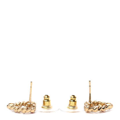 Chanel Pearl Crystal CC Heart Earrings Gold Multicolor 3 of 4