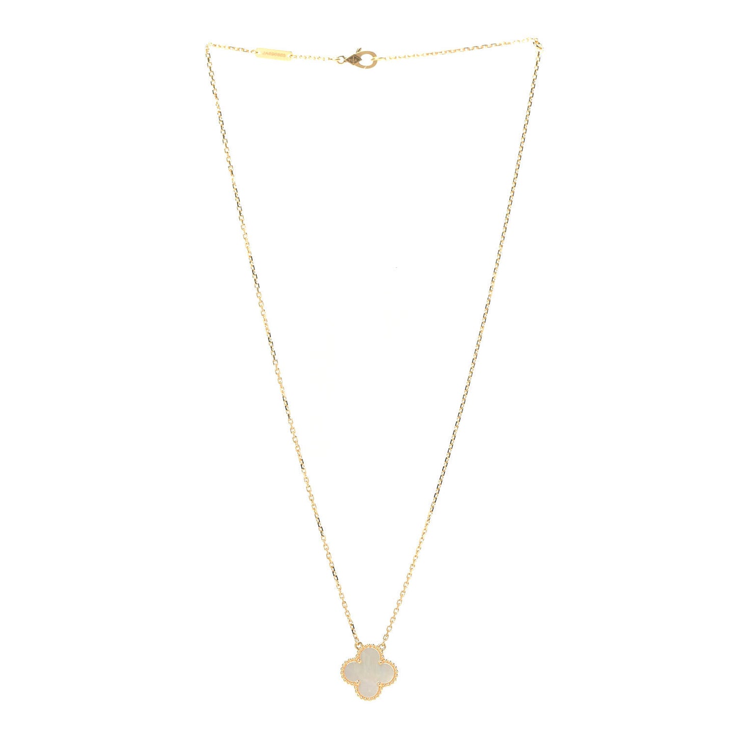 18K Yellow Gold Mother of Pearl Vintage Alhambra Pendant Necklace