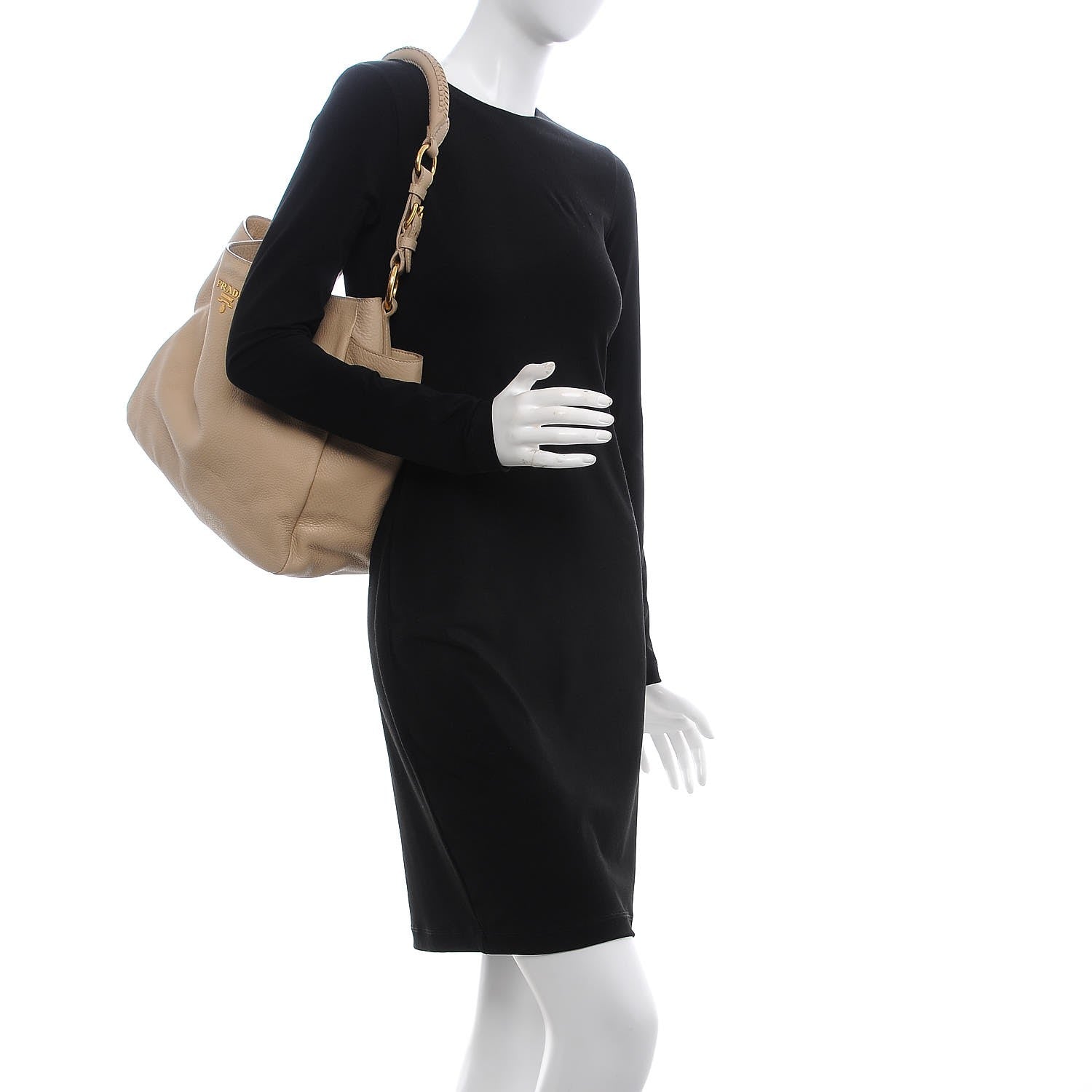 Prada Vitello Daino Side Pocket Hobo Sabbia 2 of 13