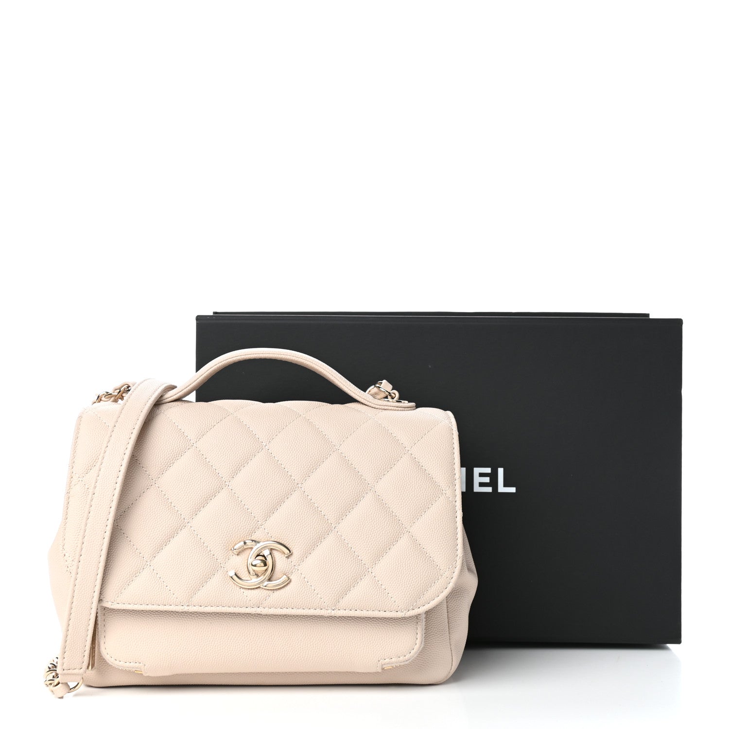 Chanel Caviar Quilted Medium Business Affinity Flap Beige 10 of 10