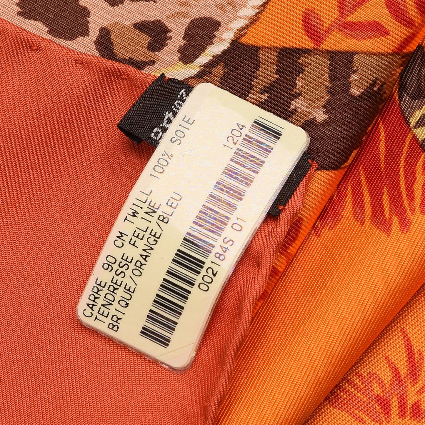 Silk Tendresse Feline Scarf 90 Brique Orange Bleu