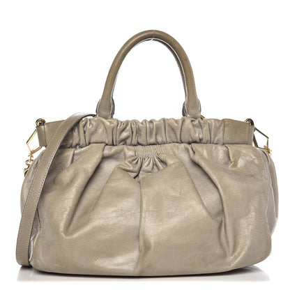 Miu Miu Vitello Lux Small Gathered Tote Agave 1 of 14