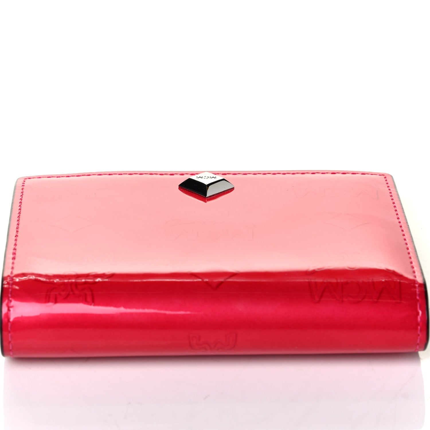MCM Patent Monogram Bifold Wallet Red 6 of 6