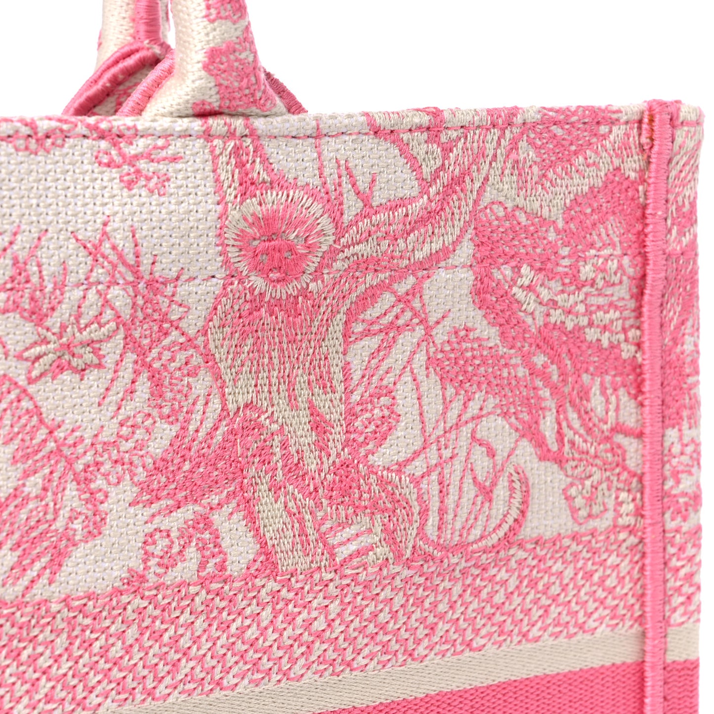 Canvas Embroidered Medium Dioriviera Toile De Jouy Book Tote Peony Pink