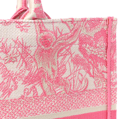 Christian Dior Canvas Embroidered Medium Dioriviera Toile De Jouy Book Tote Peony Pink 12 of 12