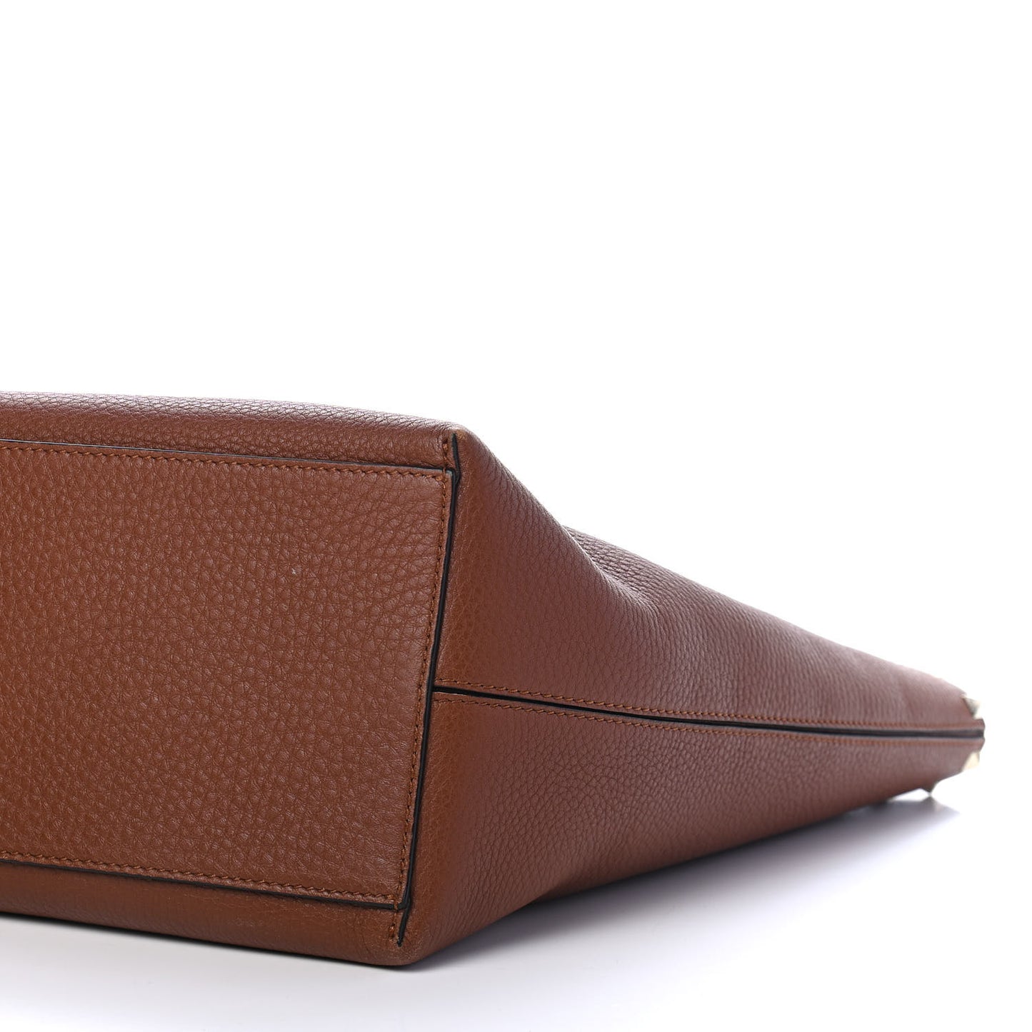 Grained Calfskin Rockstud Shoulder Tote Bright Cognac