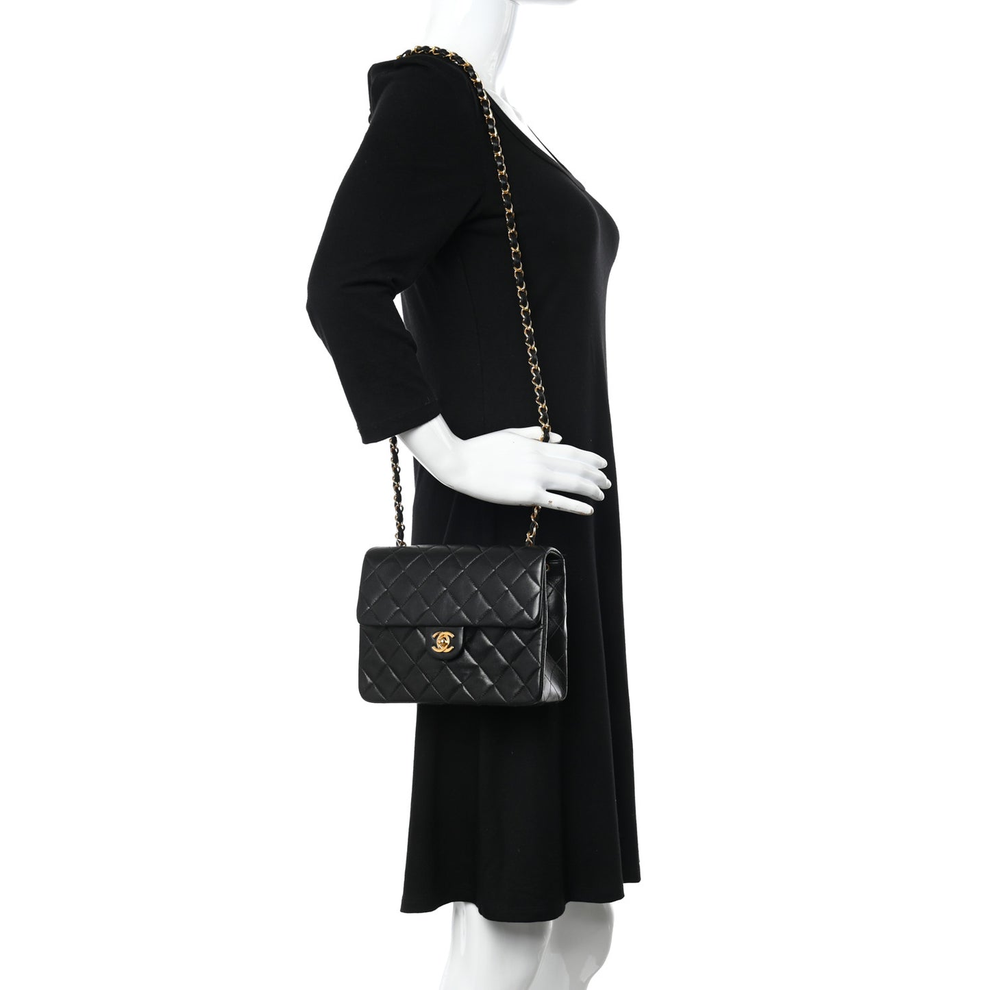 Lambskin Quilted Mini Square Flap Bag Black