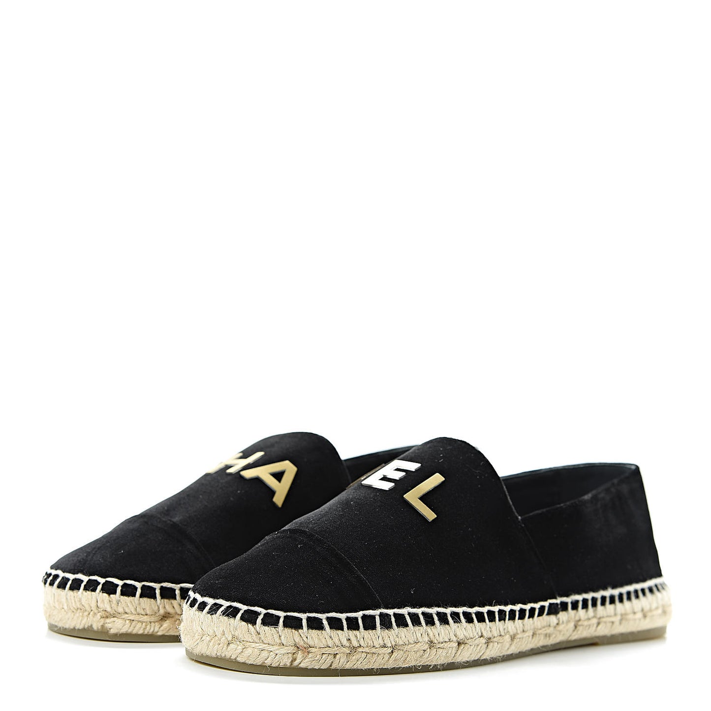 Velvet Logo Espadrilles 38 Black