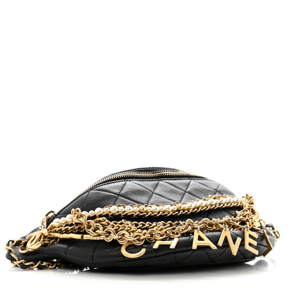 Chanel Lambskin Quilted All About Chains Waist Belt Bag Black 4 of 15