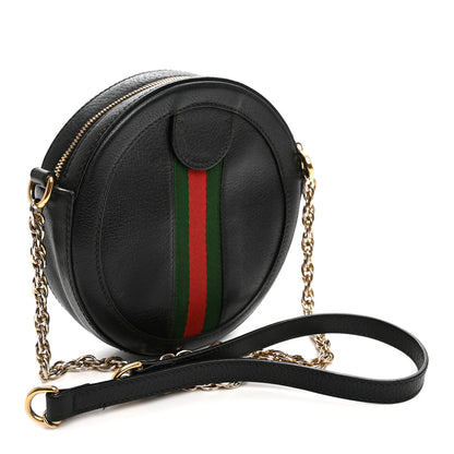 Gucci Grained Calfskin Web Mini Ophidia Round Shoulder Bag Black 3 of 13