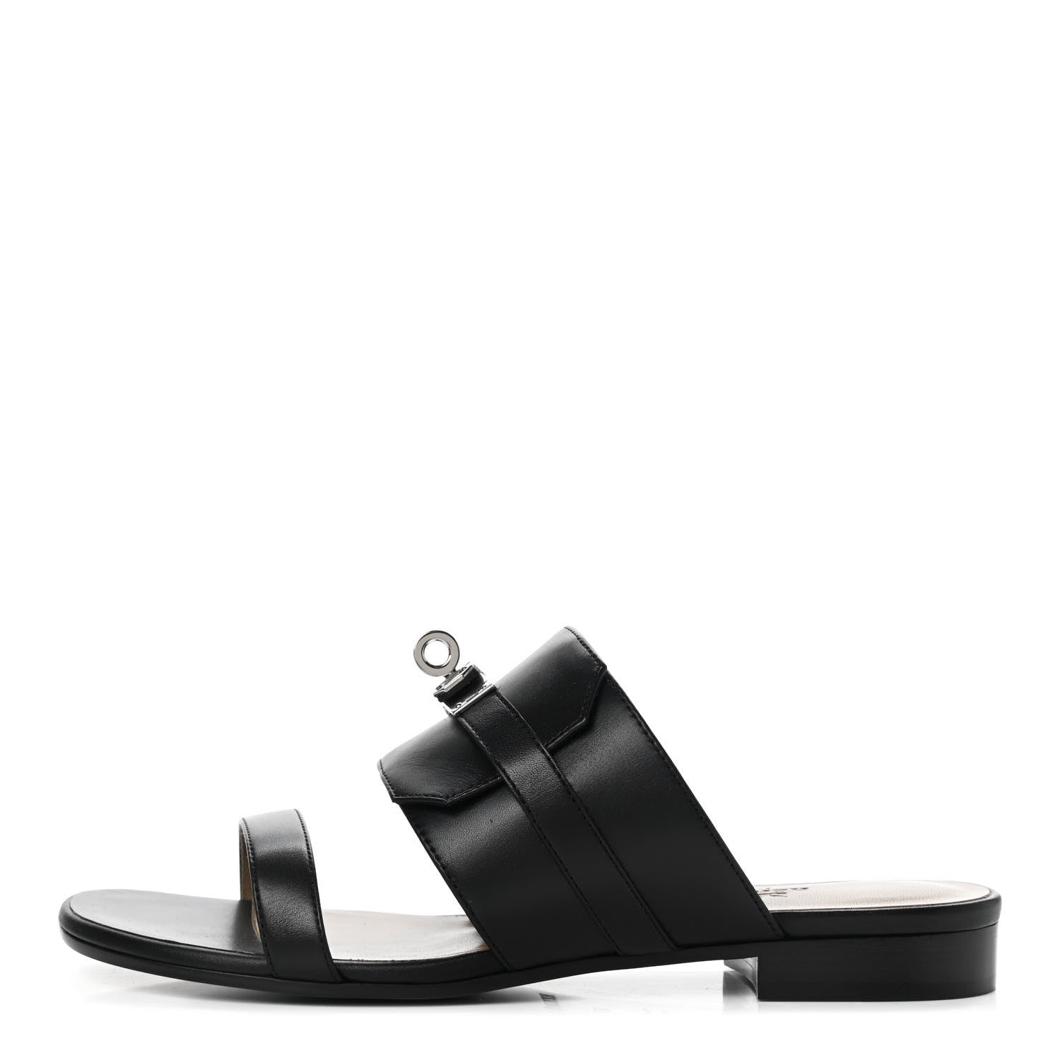 Hermes Calfskin Avenue Sandals 37 Black 1 of 9