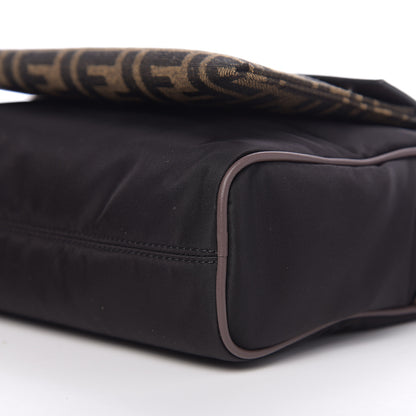 Fendi Nylon Fabric Jacquard Chamois FF 1974 East West Messenger Black Nuvola 9 of 9