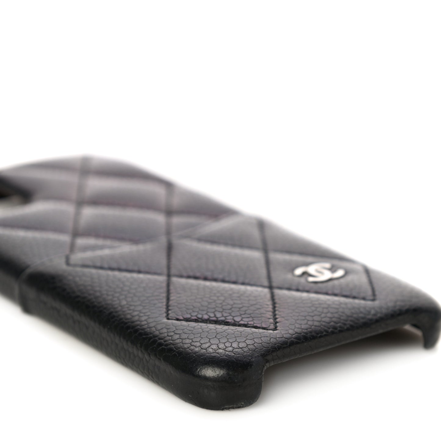 Caviar Quilted iPhone 11 Tech Case Black Burgundy