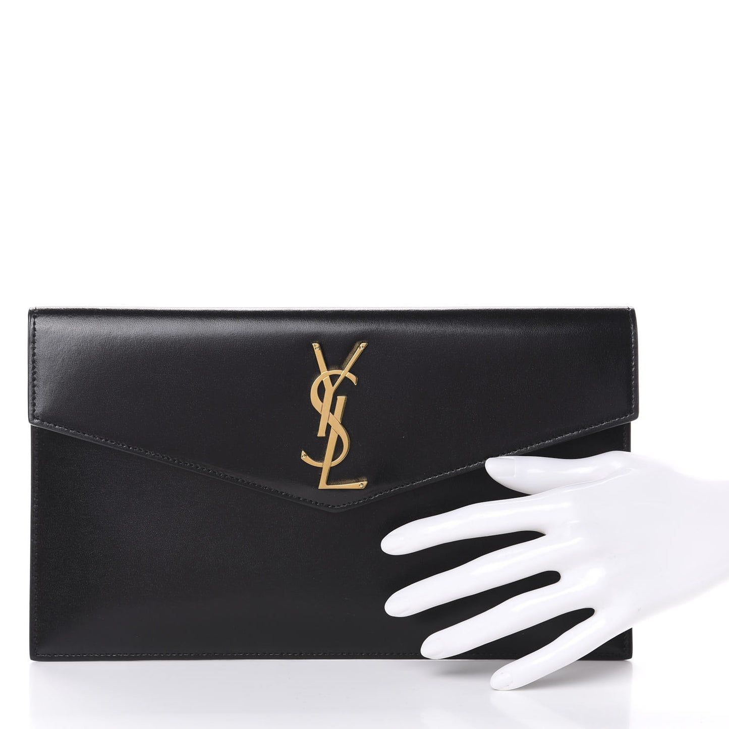 Smooth Shiny Calfskin Monogram Uptown Pouch Black