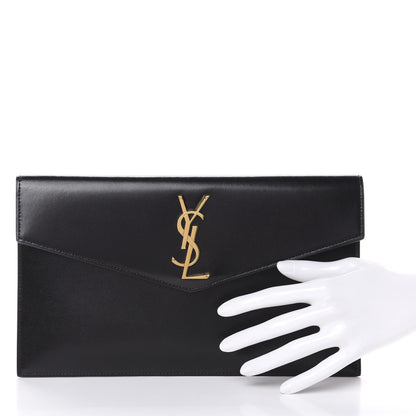 Saint Laurent Smooth Shiny Calfskin Monogram Uptown Pouch Black 2 of 6