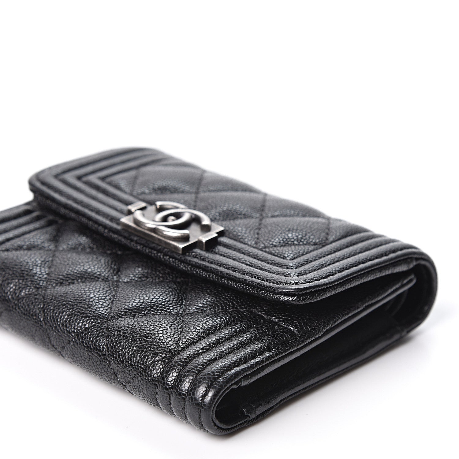 Chanel Caviar Quilted Compact Boy Wallet Black 8 of 9