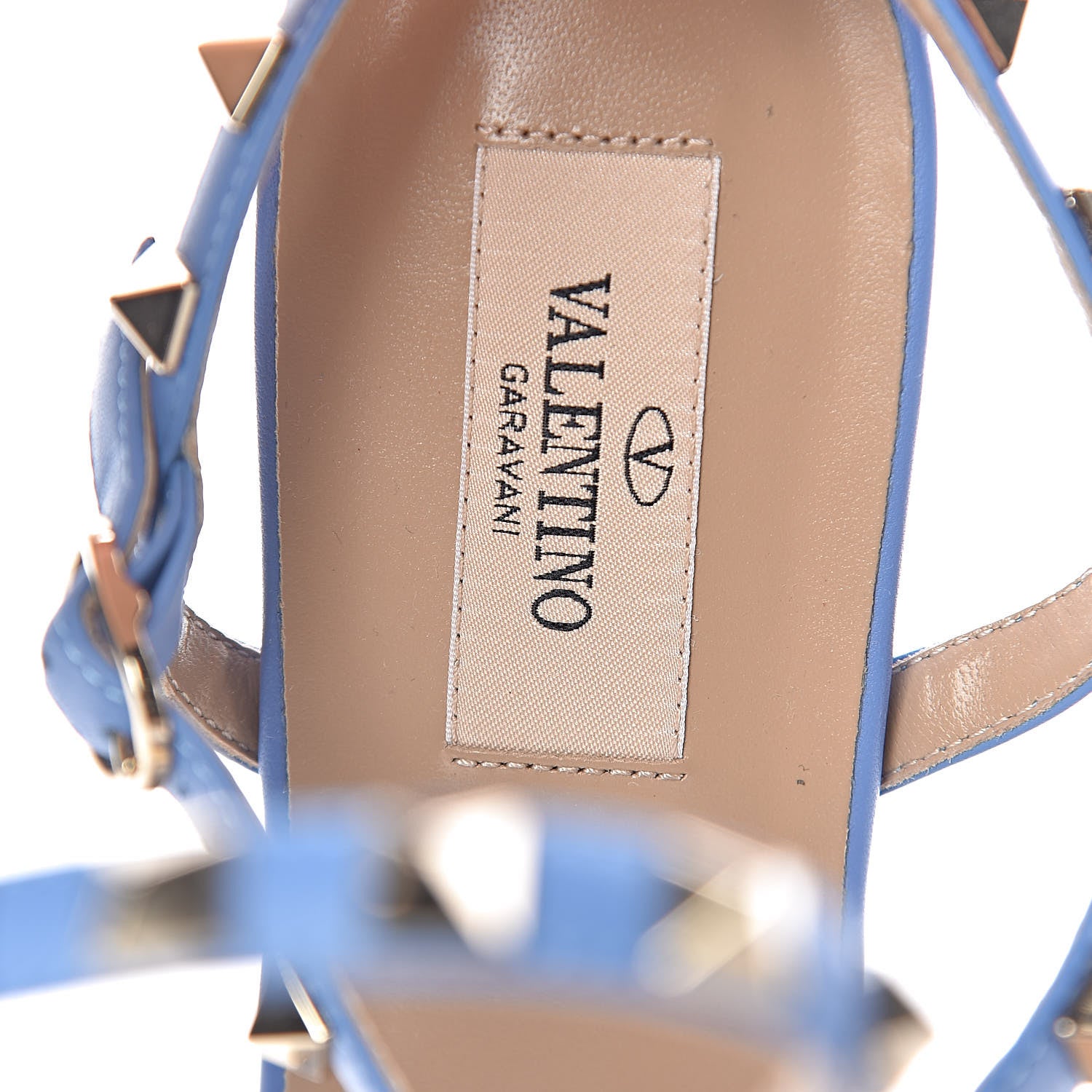 Valentino Garavani Calfskin Rockstud Gladiator Flat Sandals 37.5 Angel 6 of 8