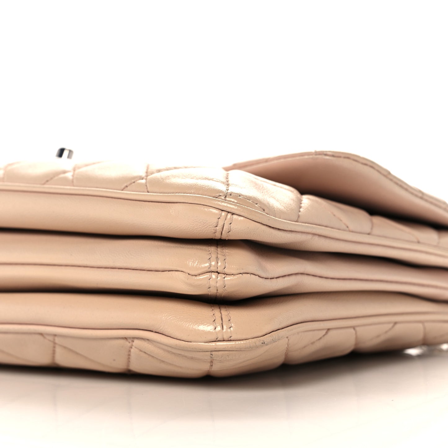 Lambskin Quilted 3 Jumbo Flap Light Pink