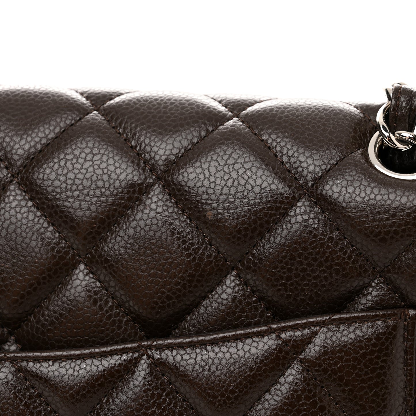Caviar Quilted Maxi Single Flap Dark Brown