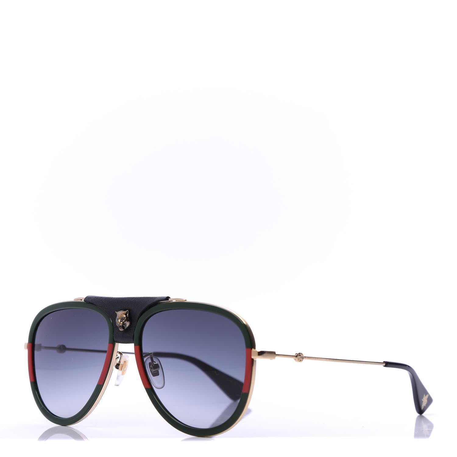Gucci Web Aviator Sunglasses GG0062S Green Red 1 of 8
