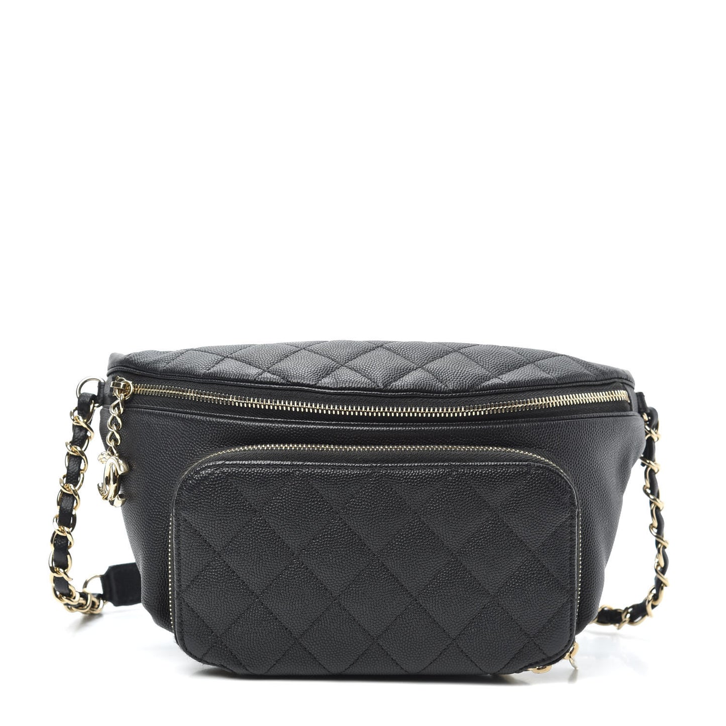 Caviar Quilted Business Affinity Waist Belt Bag Black