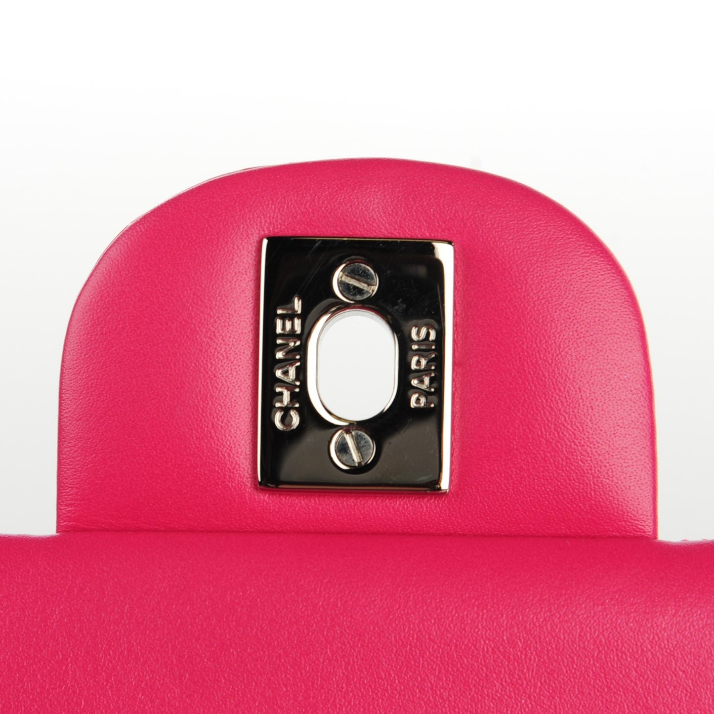 Patent Quilted Medium Double Flap Fuchsia
