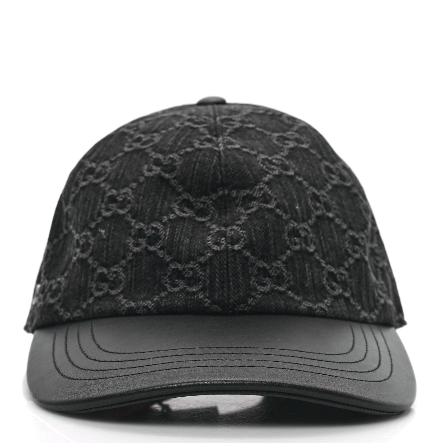 Denim Calfskin GG Monogram Baseball Hat S Black Grey