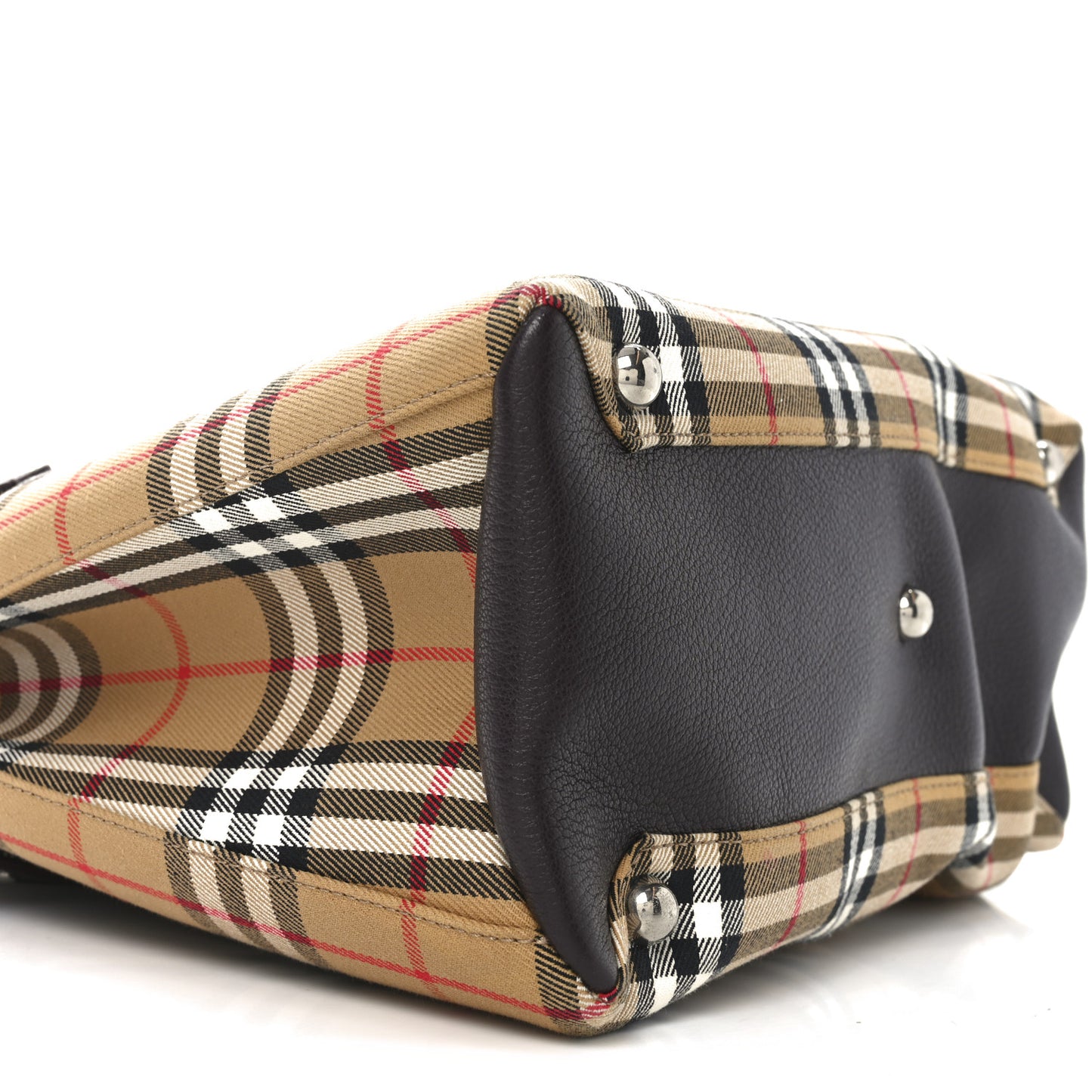 Goatskin Vintage Check Medium Banner Tote Deep Claret