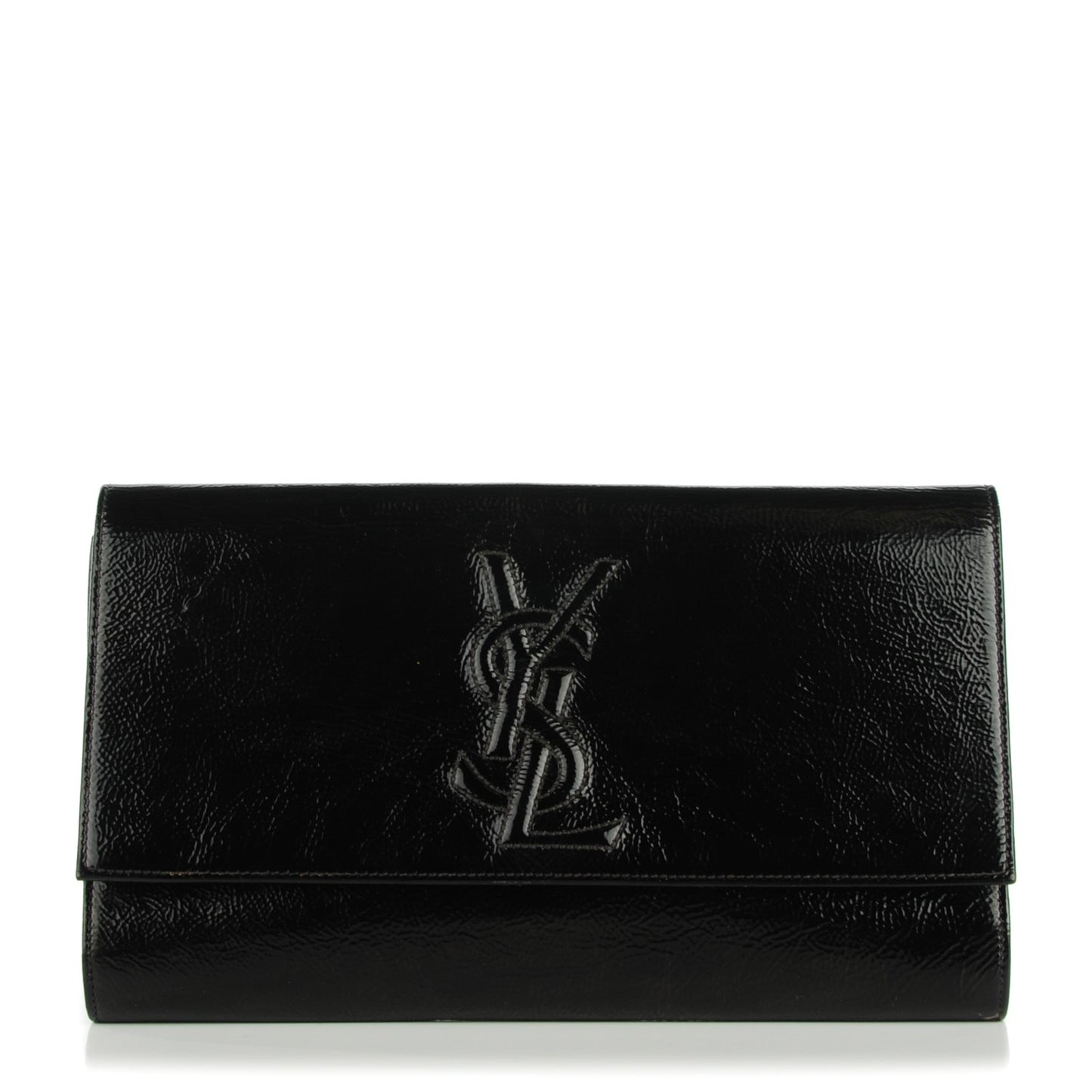 Textured Patent Monogram Large Belle De Jour Clutch Black