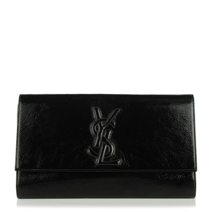 Saint Laurent Textured Patent Monogram Large Belle De Jour Clutch Black 1 of 8