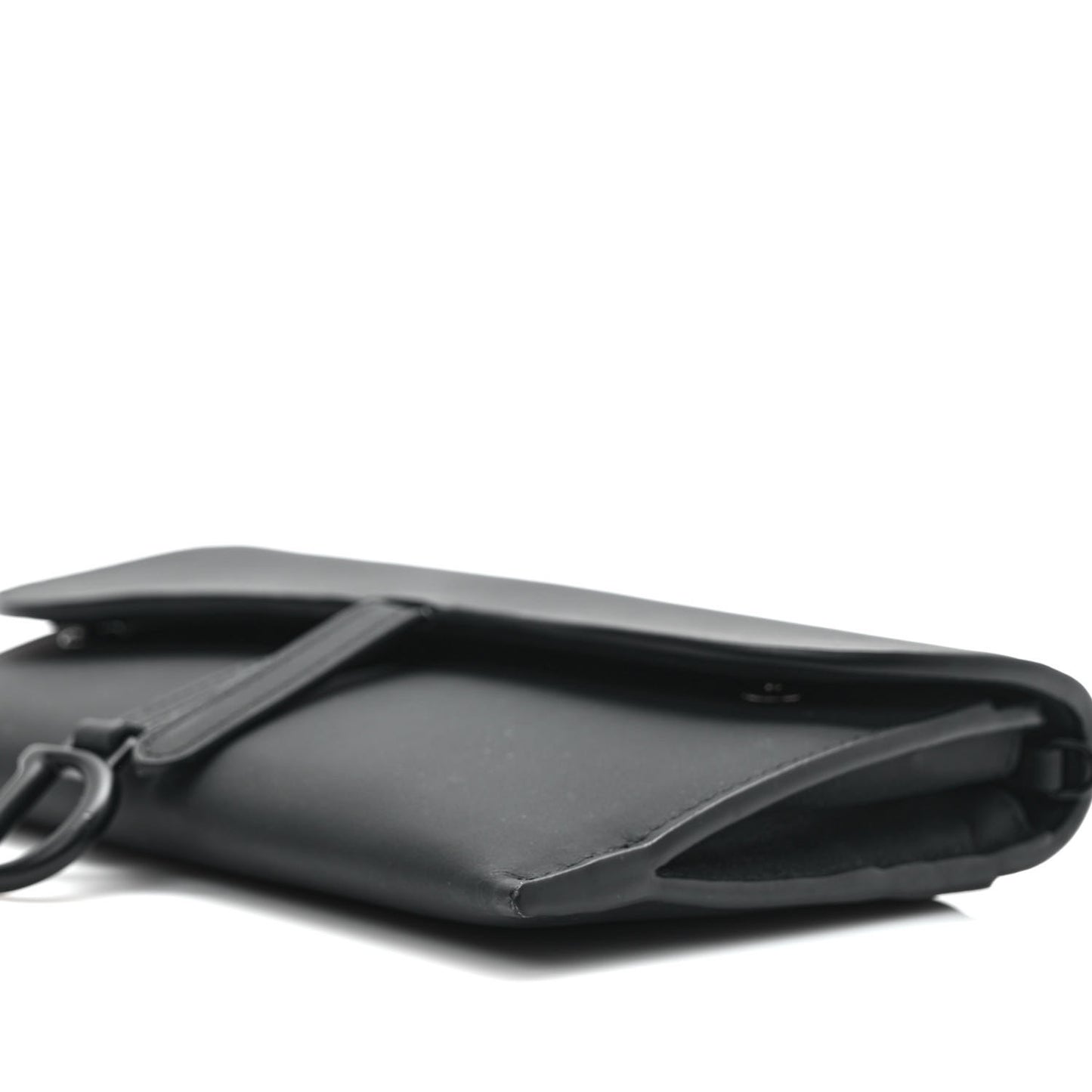 Ultra Matte Calfskin Saddle Chain Wallet Pouch Black