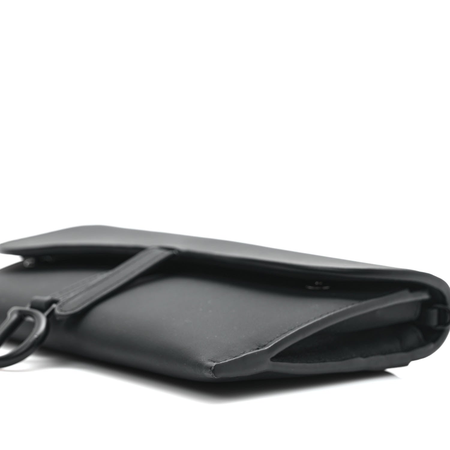 Christian Dior Ultra Matte Calfskin Saddle Chain Wallet Pouch Black 9 of 11