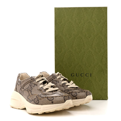 Gucci Maxi GG Supreme Monogram Gucci 100 Womens Rhyton Sneakers 37 Beige Ebony 13 of 13