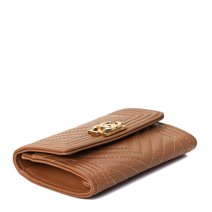 Chanel Lambskin Chevron Quilted Boy Card Holder Dark Beige 6 of 8