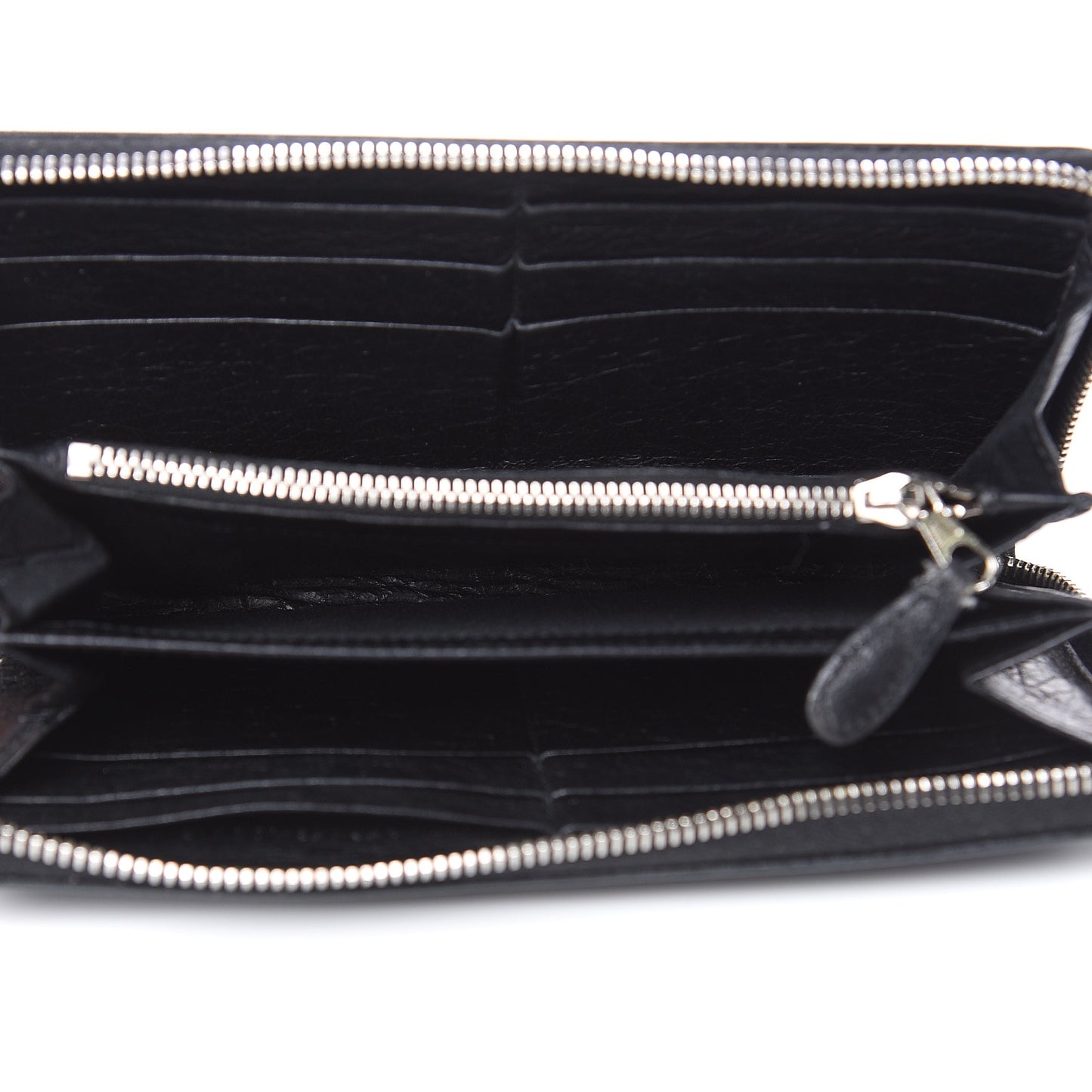Agneau Giant 12 Silver Hardware Continental Zip Around Wallet Black