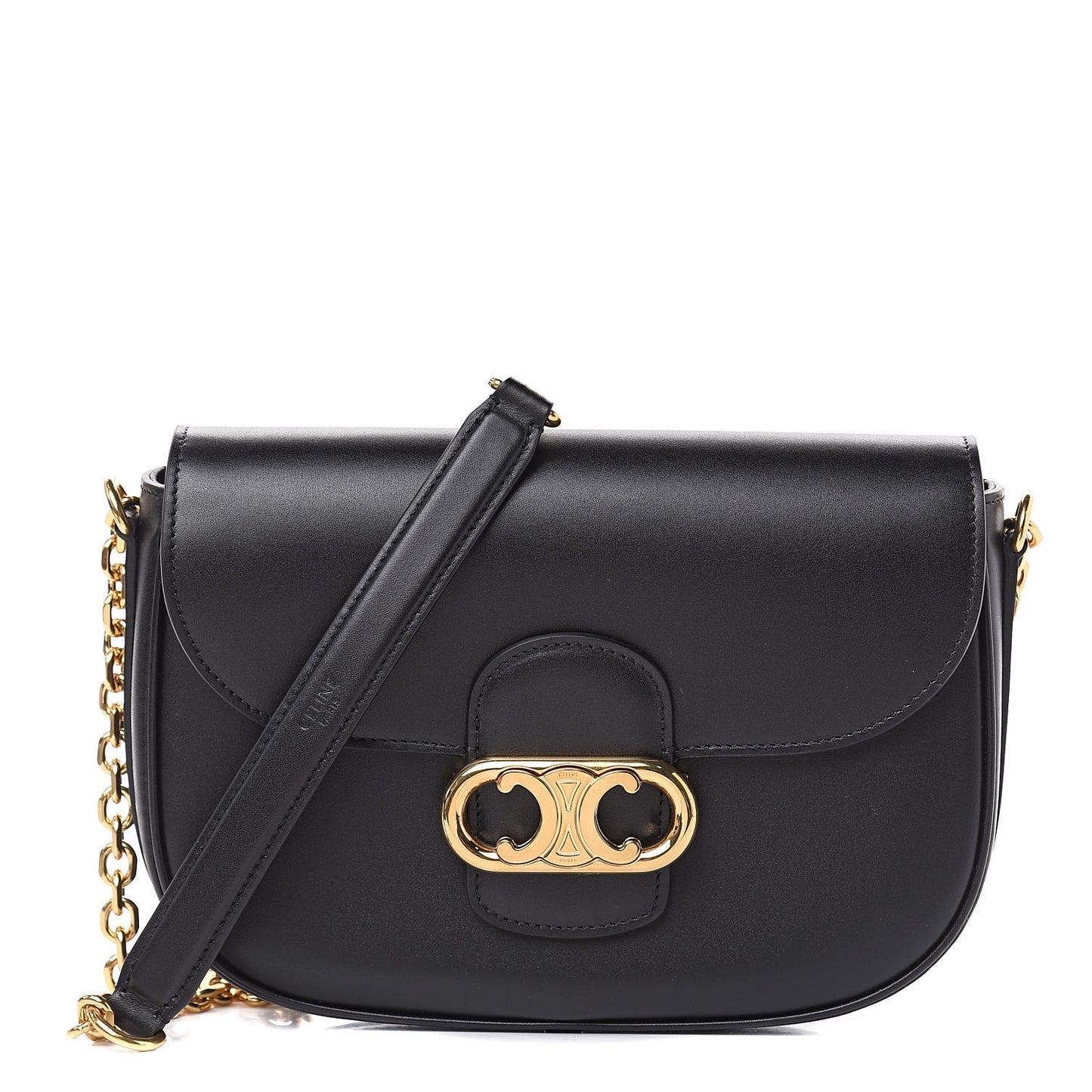 Shiny Calfskin Medium Chain Maillon Triomphe Black