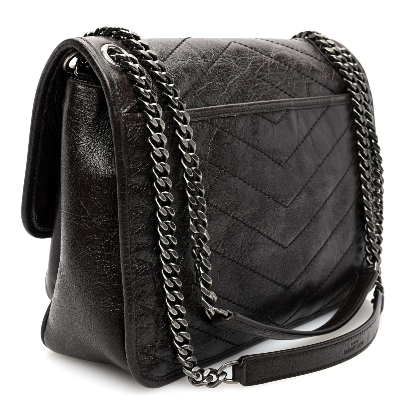 Crinkled Calfskin Matelasse Monogram Medium Niki Chain Satchel Tulip