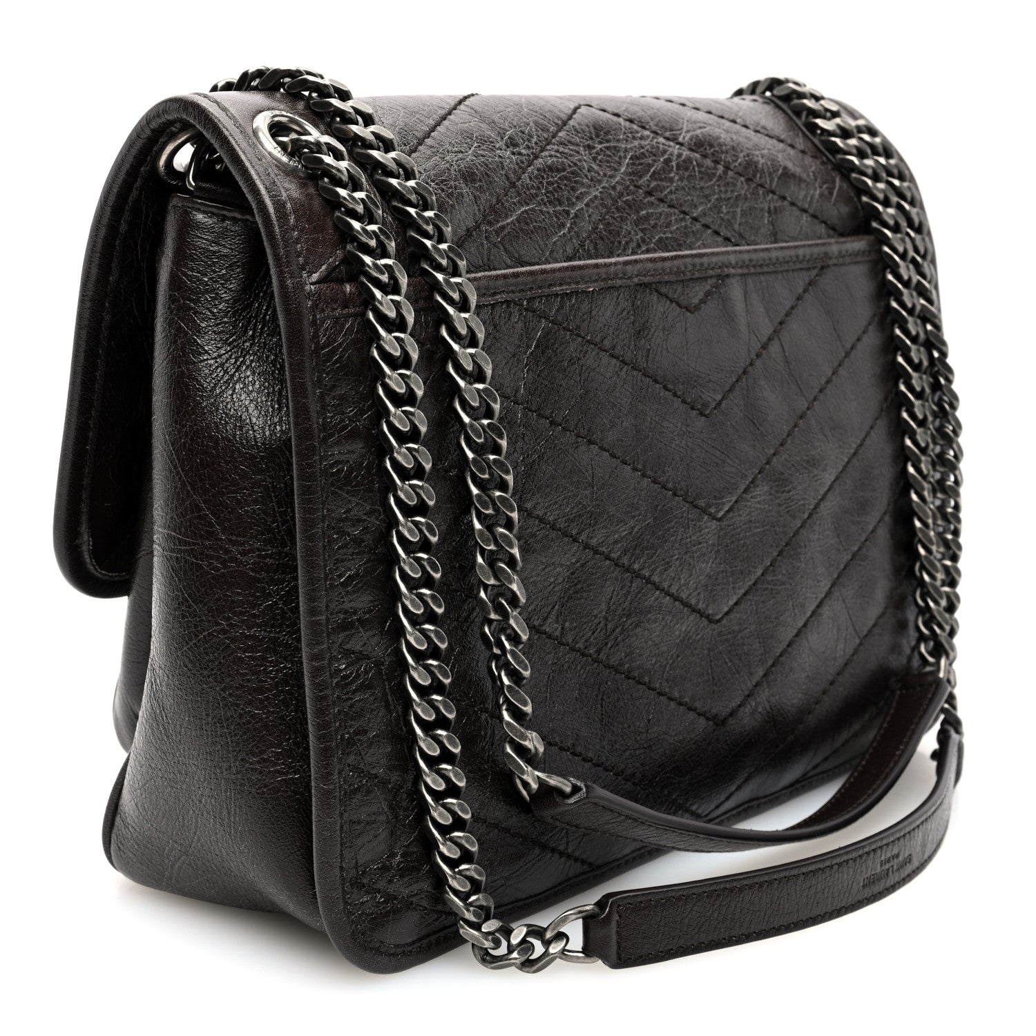 Saint Laurent Crinkled Calfskin Matelasse Monogram Medium Niki Chain Satchel Tulip 3 of 11
