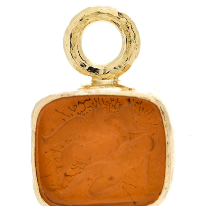 Elizabeth Locke 19K Yellow Gold Amber Venetian Glass Intaglio Pegasus Goddess Moon Earring Charms 4 of 4