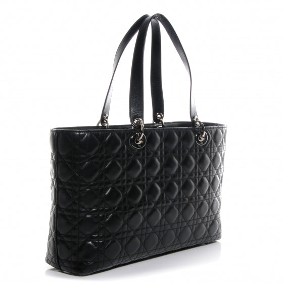 Christian Dior Lambskin Cannage Large Lady Dior Shopper Tote Black 3 of 8