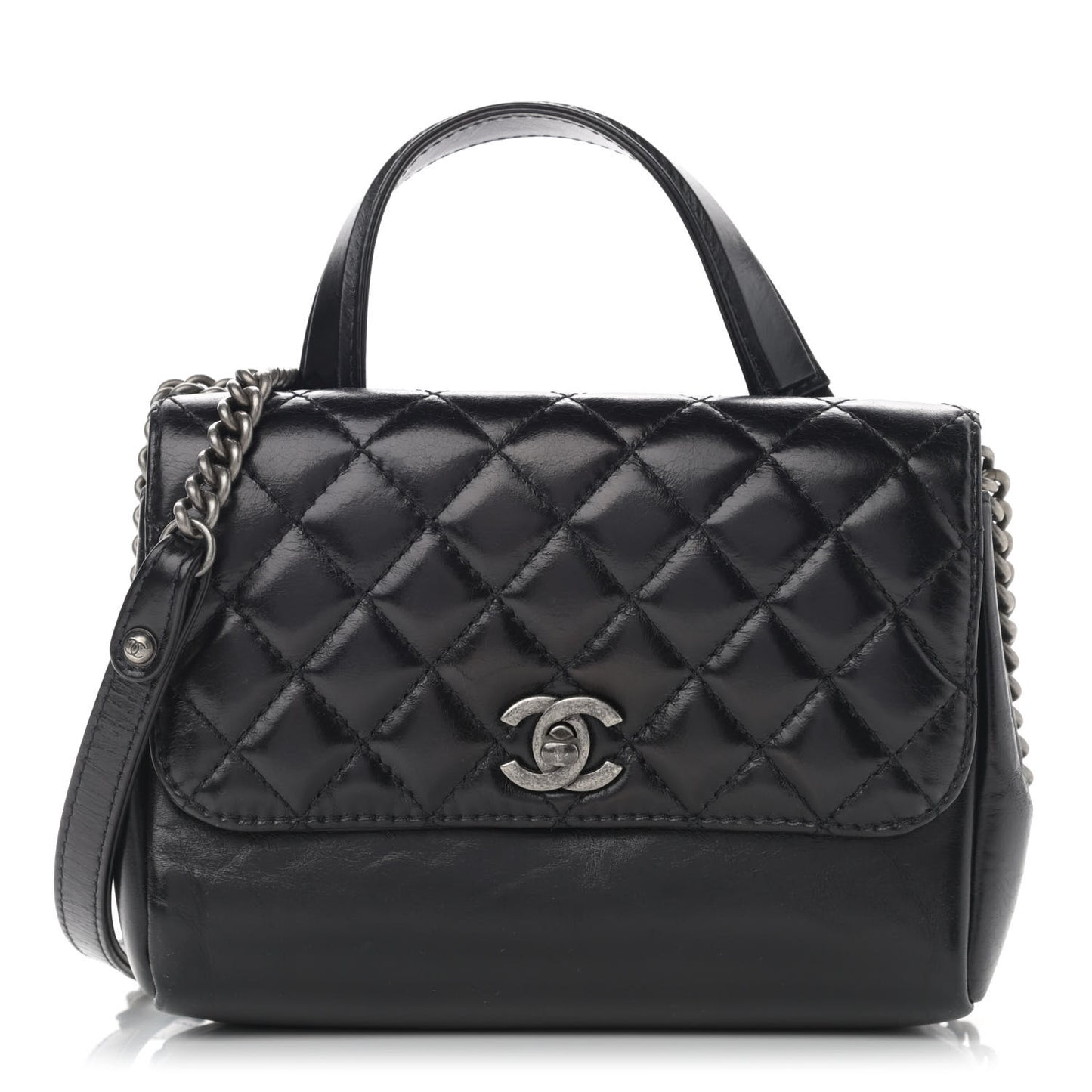Glazed Calfskin Pilot Essentials Flap Black