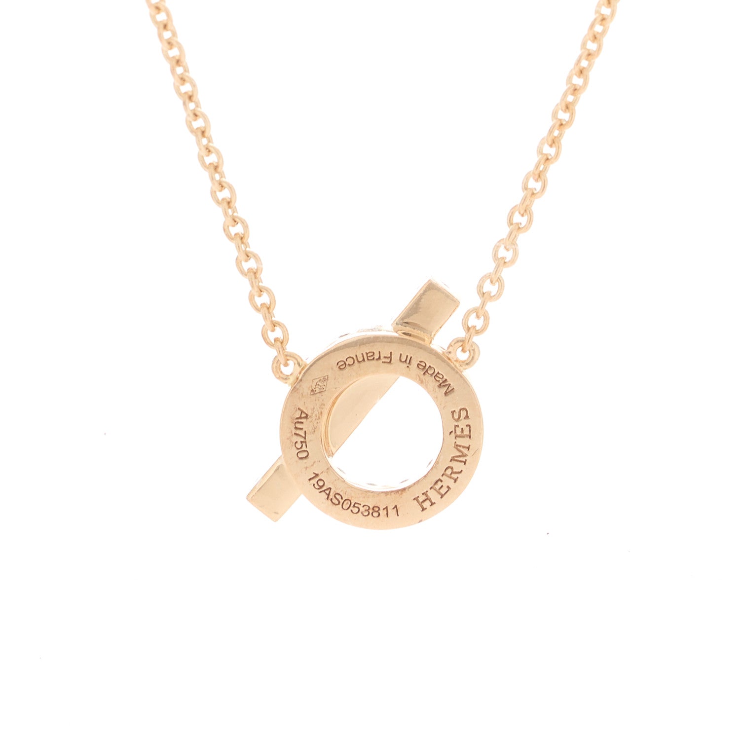 Hermes 18K Rose Gold Green Sapphire Finesse Pendant Necklace 5 of 6