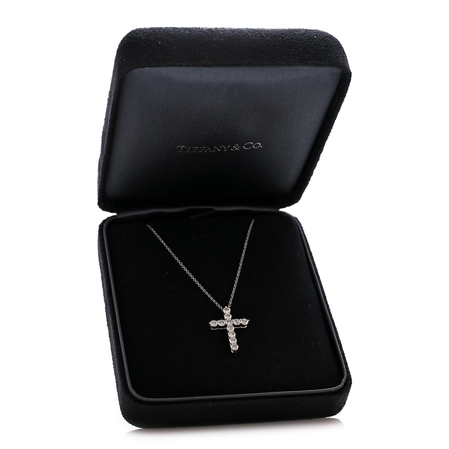 Platinum Diamond Medium Cross Pendant Necklace