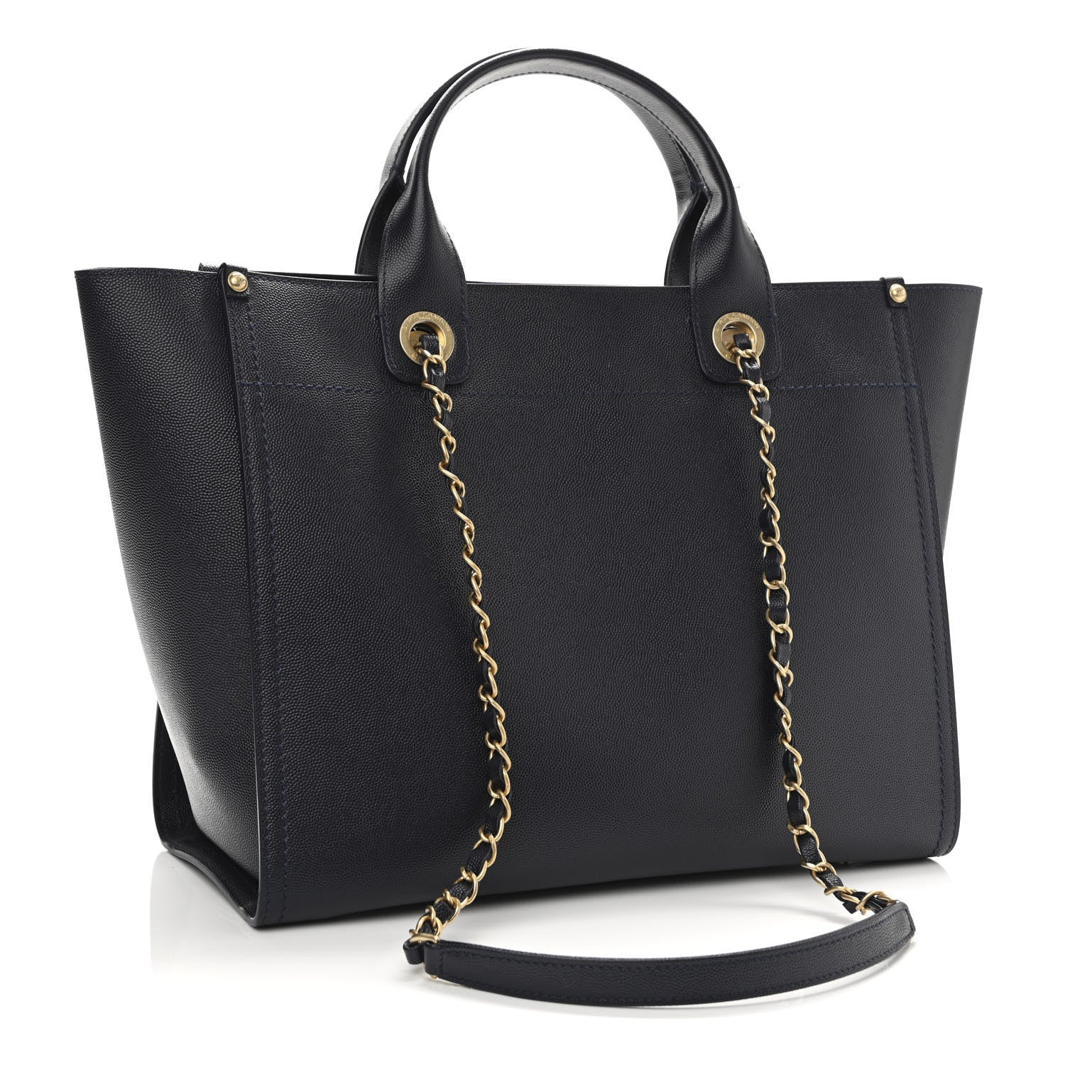 Chanel Caviar Small Studded Deauville Tote Navy 3 of 11