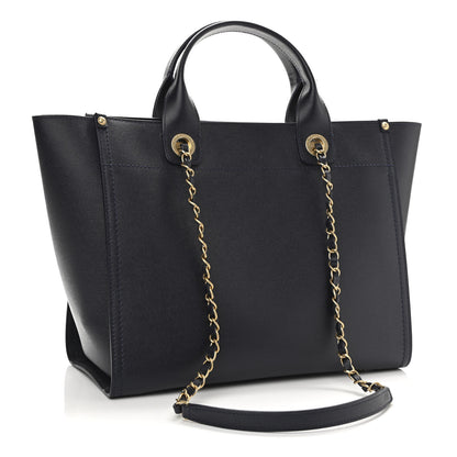 Chanel Caviar Small Studded Deauville Tote Navy 3 of 11