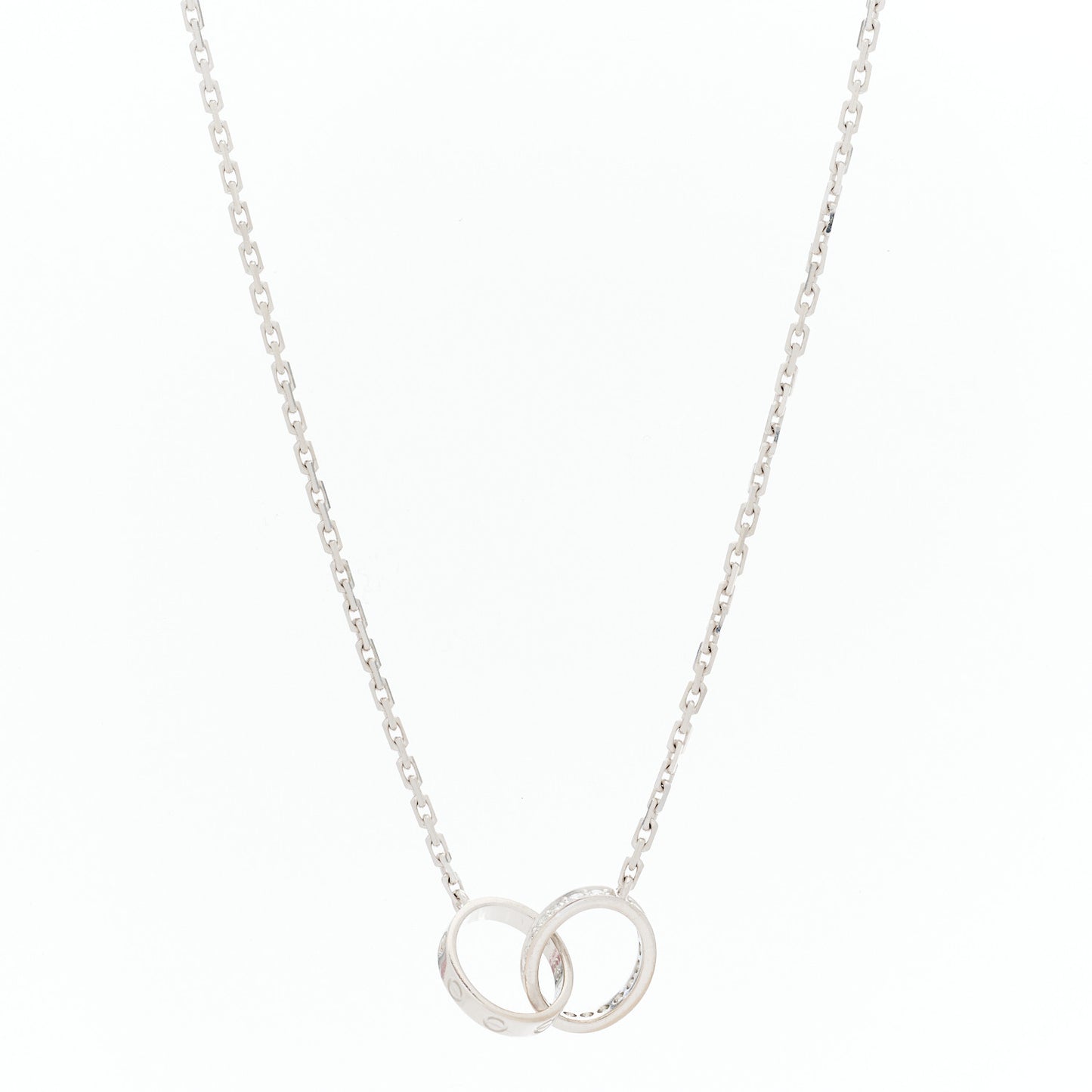 18K White Gold Diamond Interlocking LOVE Necklace