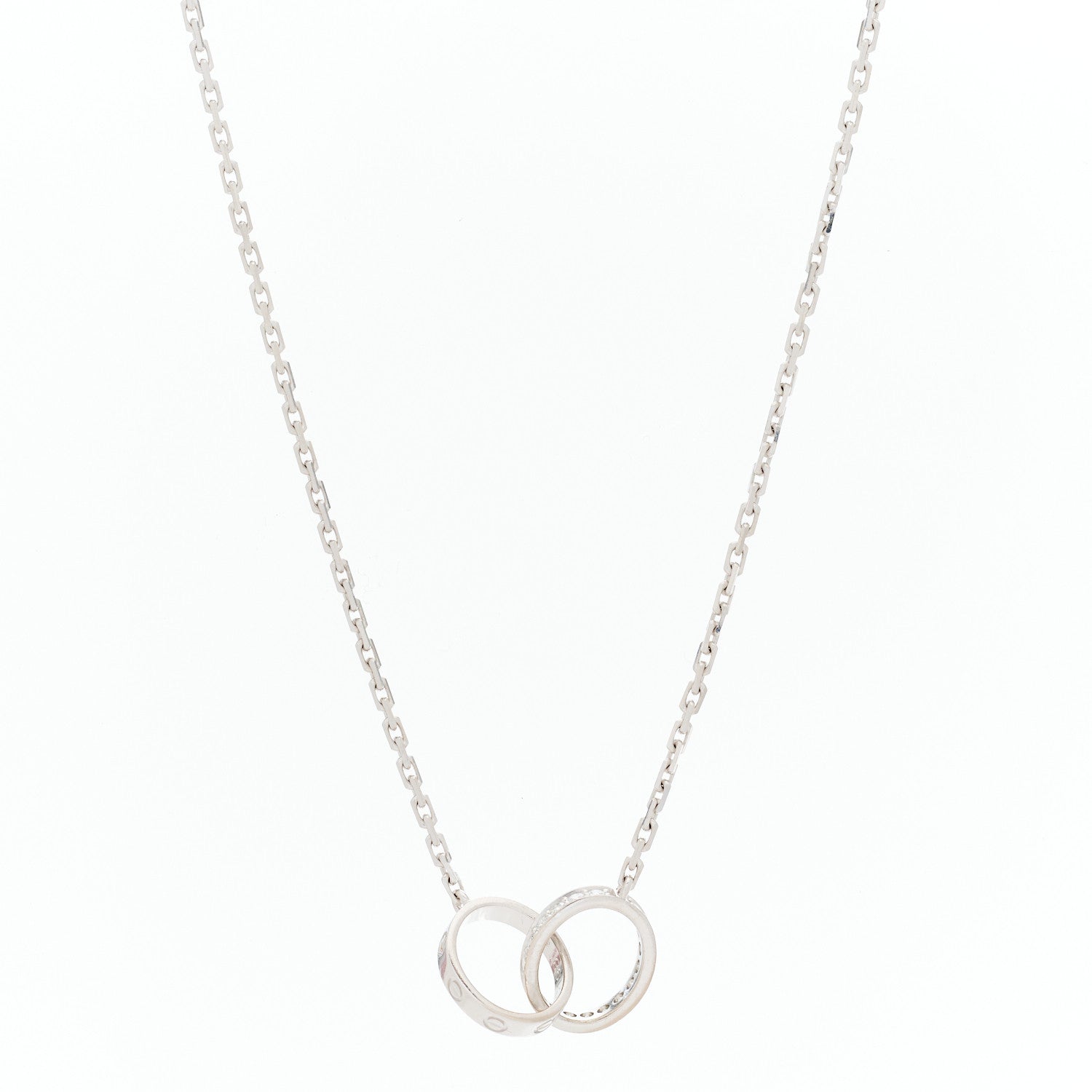 Cartier 18K White Gold Diamond Interlocking LOVE Necklace 3 of 10