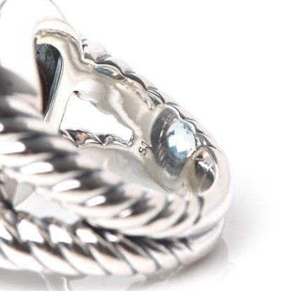 David Yurman Sterling Silver Diamond Blue Topaz 17mm Albion Ring 52 6 6 of 6